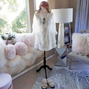 NWT Sfizio faux leather ivory fit & flare mini dress, S